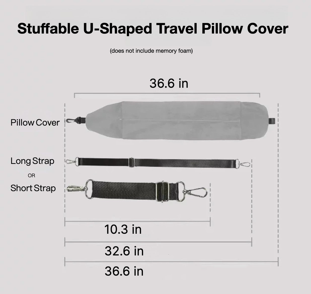 Space-Saver Stuffable U-Shaped Travel Pillow Cover